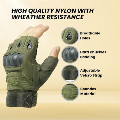 Non-Slip Half Finger Rubber Knuckle Motorcycle Gloves (bike)