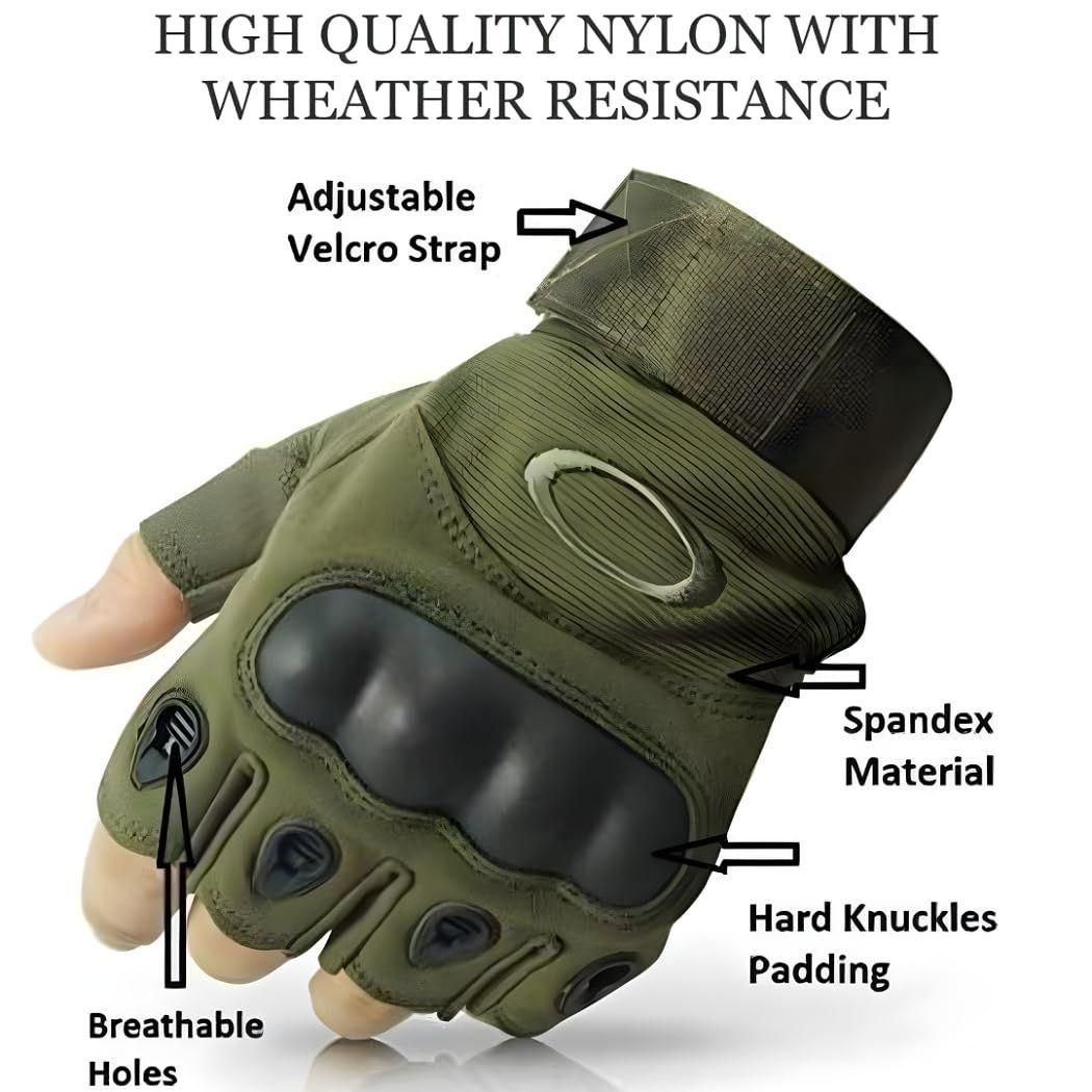 Non-Slip Half Finger Rubber Knuckle Motorcycle Gloves (bike)