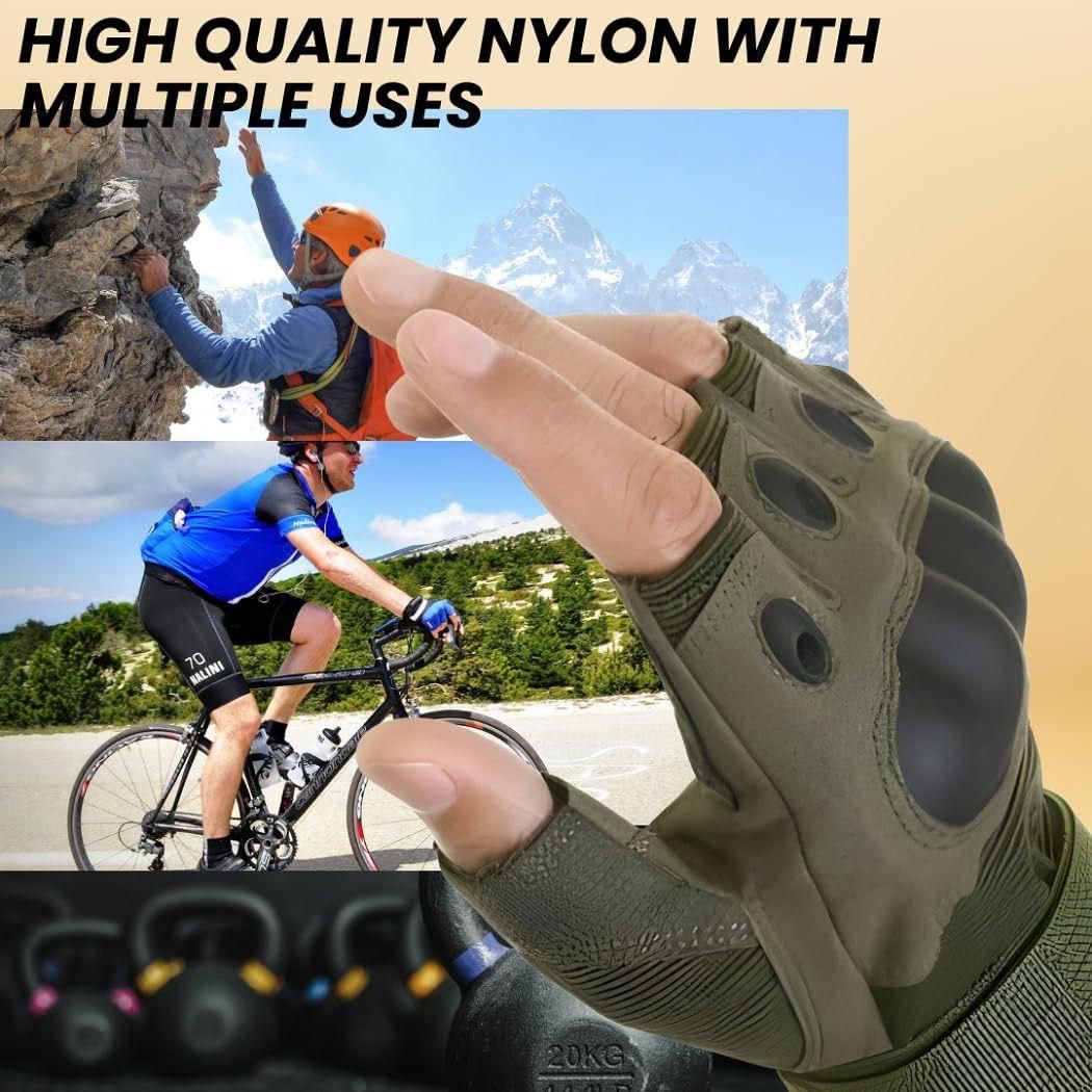 Non-Slip Half Finger Rubber Knuckle Motorcycle Gloves (bike)