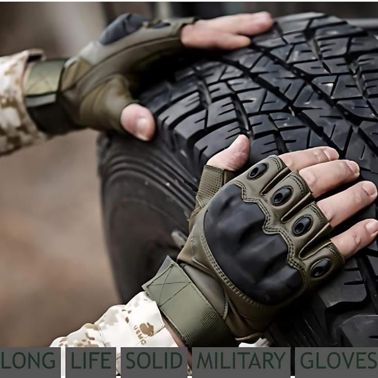 Non-Slip Half Finger Rubber Knuckle Motorcycle Gloves (bike)