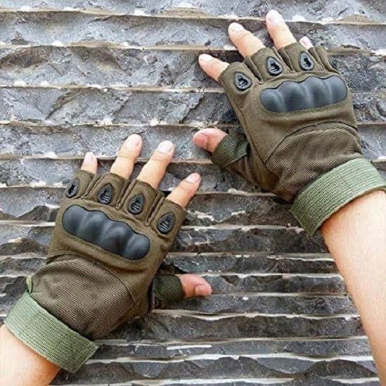 Non-Slip Half Finger Rubber Knuckle Motorcycle Gloves (bike)